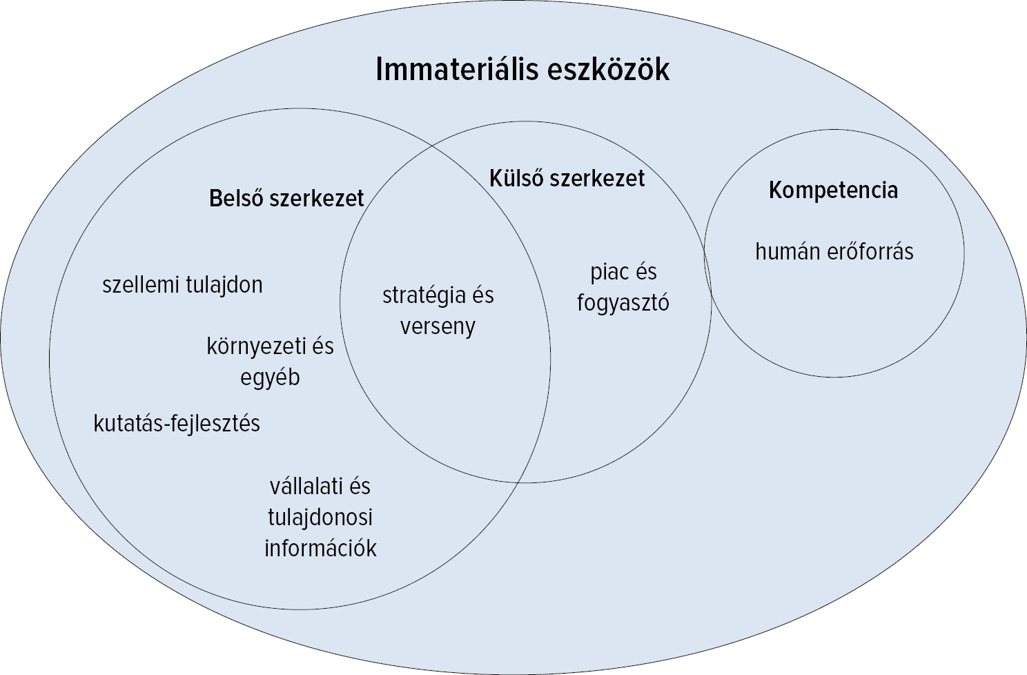 7. &aacute;bra: Ragini immateri&aacute;lis t&eacute;telcsoportjai a Sveiby-f&eacute;le megk&ouml;zel&iacute;t&eacute;sben